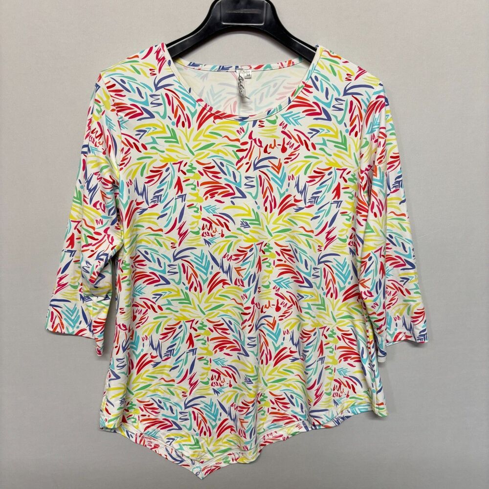 Lulu-B Women 3/4 Sleeve Knit Top Blouse Shirt Size Medium Nylon Blend D138 -19